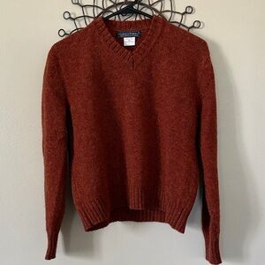Vintage Women's V-Neck Rust Sweater